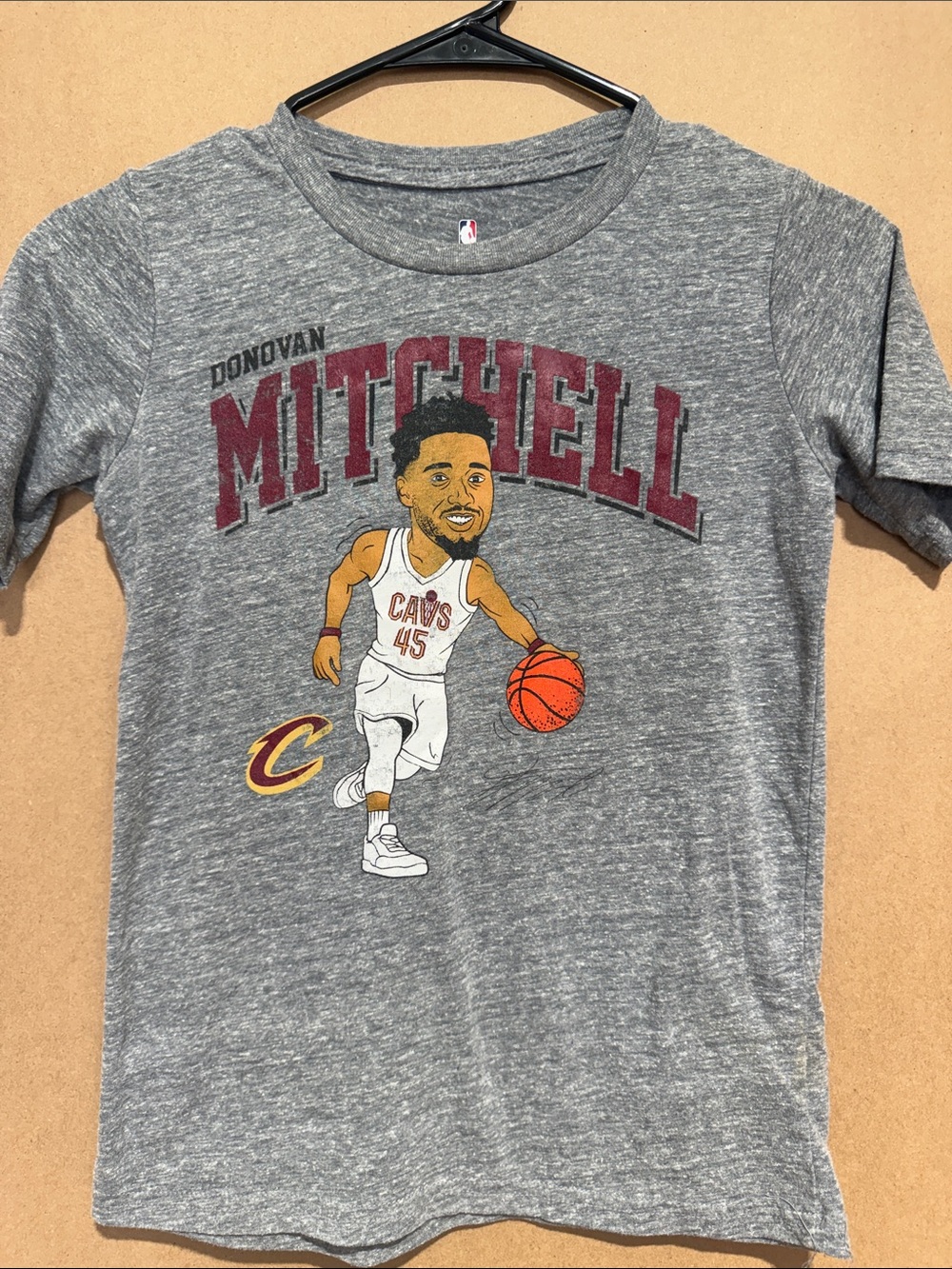 NBA Gray Donovan Mitchell Kids Graphic Tee with Maroon Lettering